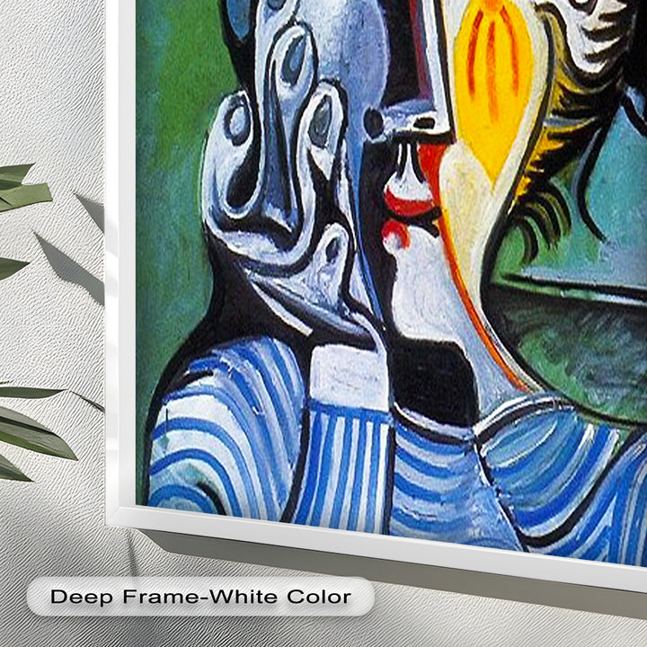 Striped Elegance – Picasso Cubist Portrait Oil Painting