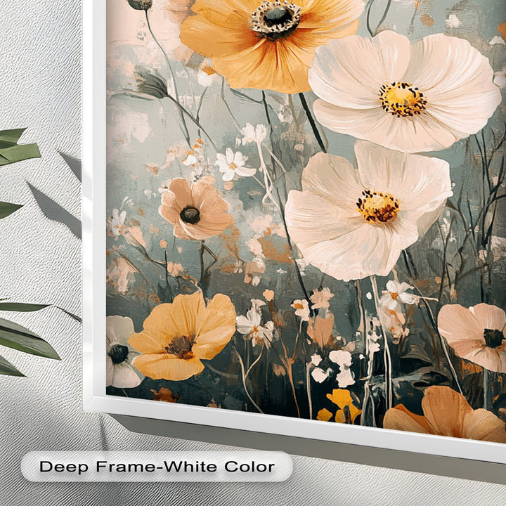 Golden Meadow Bloom - Boho Oil Painting