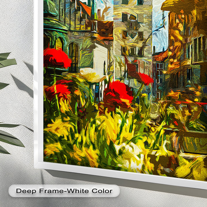 Sunlit Cathedral Square – Vibrant European Cityscape Picasso Oil Painting