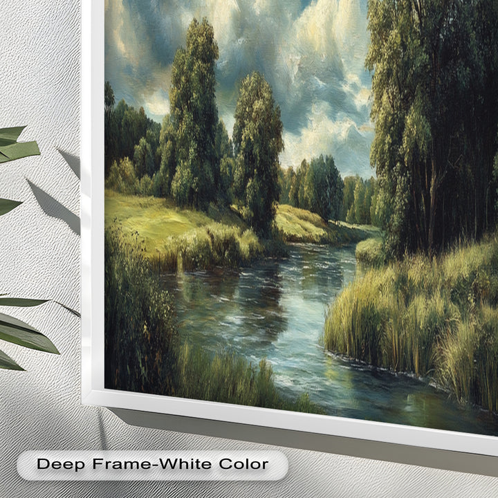 River Landscape Painting – Framed Oil Painting