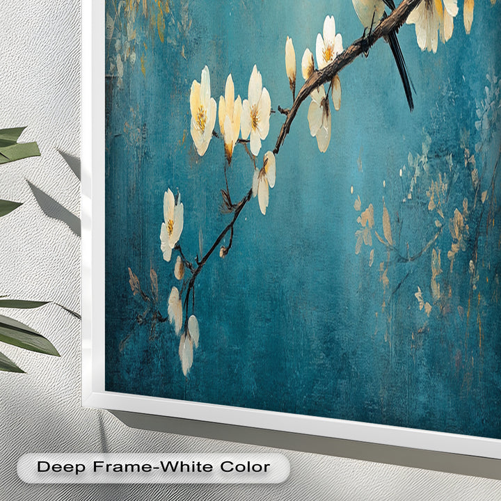 Bluebird and Blossoms Wall Art – Floral Oil Painting