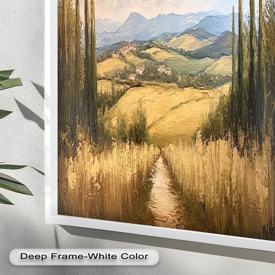 Vintage Aerial View – Scenic Countryside Oil Painting