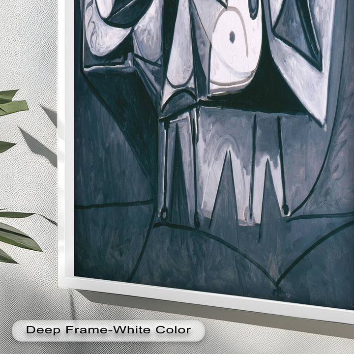 Geometry of Stillness – Monochrome Reclining Picasso Oil Painting