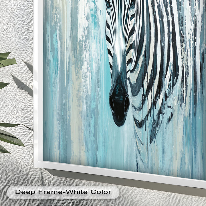 Zebra in Blue Abstract Style - Animal Oil Painting