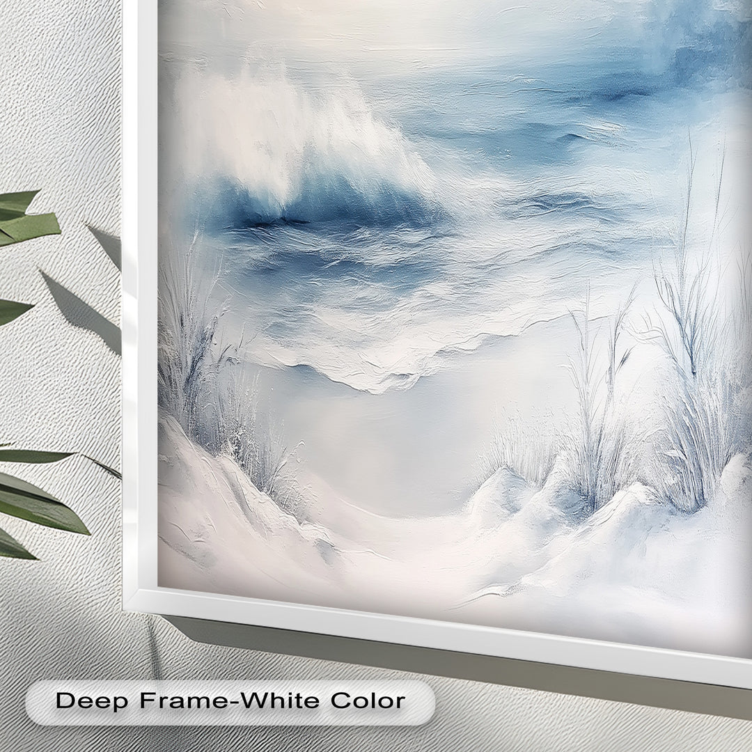 Coastal Wall Art - Snowy Beach Seascape Oil Painting