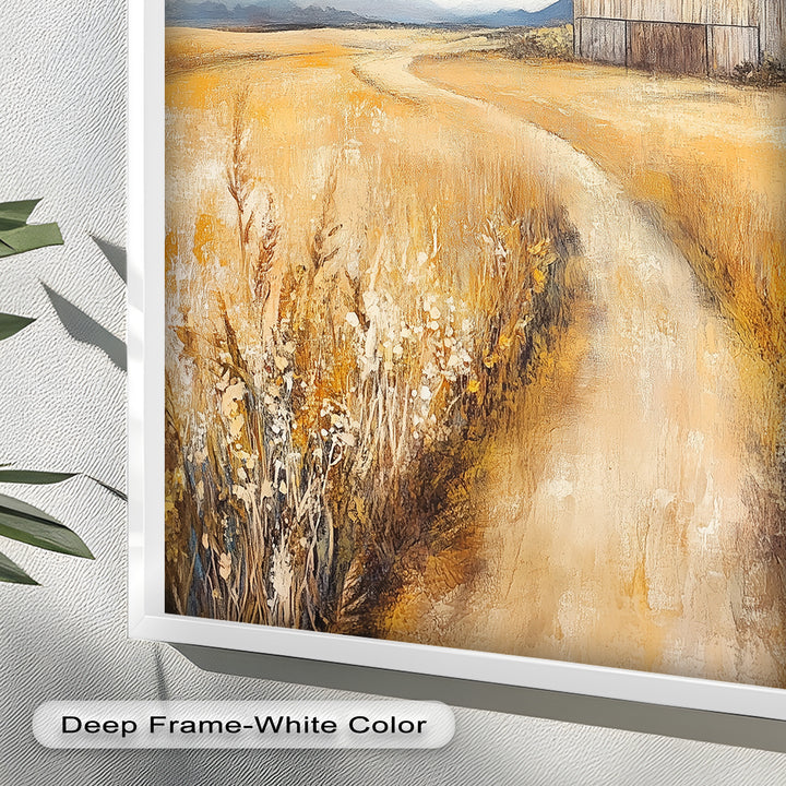 Country Wall Art - Golden Field Barn Landschaftsölgemälde