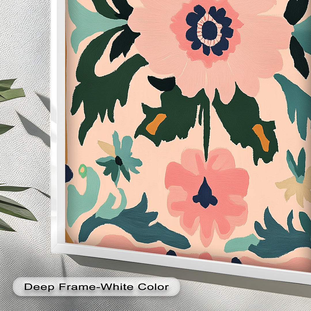 Folk Bloom – Symmetrisches Boho-Blumenölgemälde