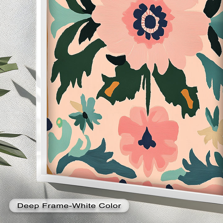 Folk Bloom – Symmetrisches Boho-Blumenölgemälde