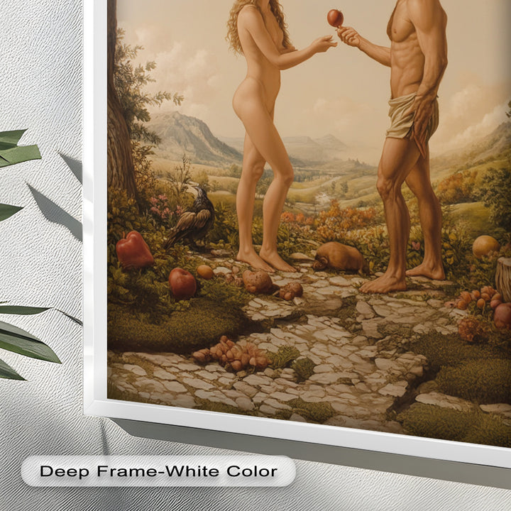 The First Temptation – Adam and Eve in Eden Renaissance Oil Painting