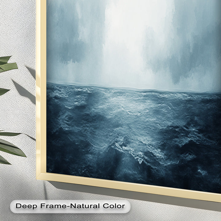 Ocean Horizon Calm – Minimalistisches blaues Meereslandschafts-Ölgemälde