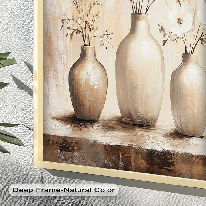 Serenity in Neutral Tones – White Floral Still Life Oil Painting