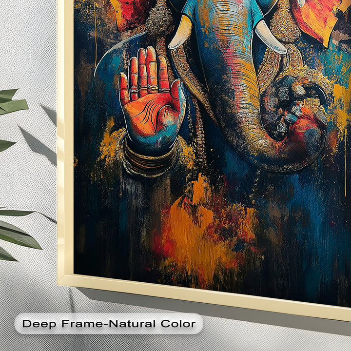 Ganesha Segen Wandkunst – Religiöses Ölgemälde