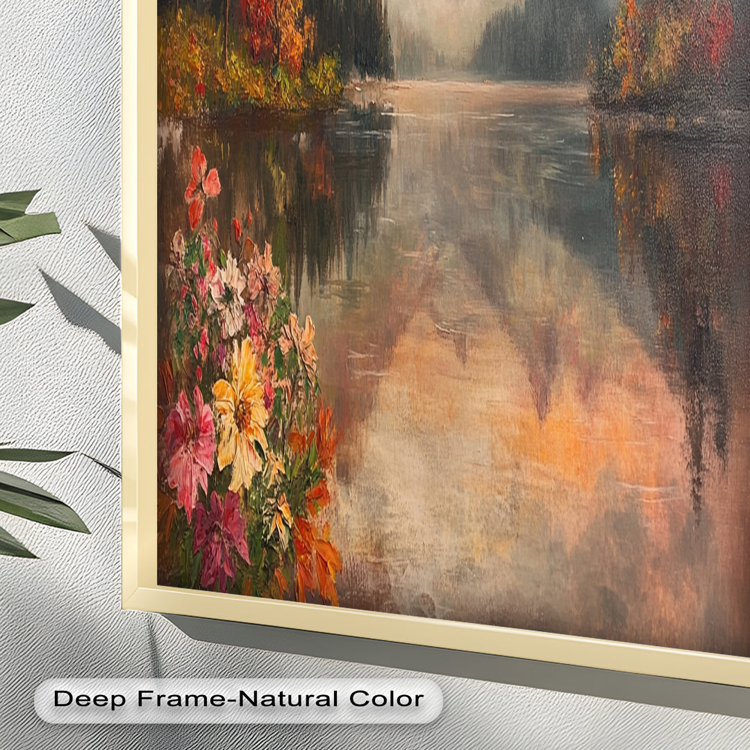 Mountain Lake in Autumn – Serene Seasonal Oil Painting