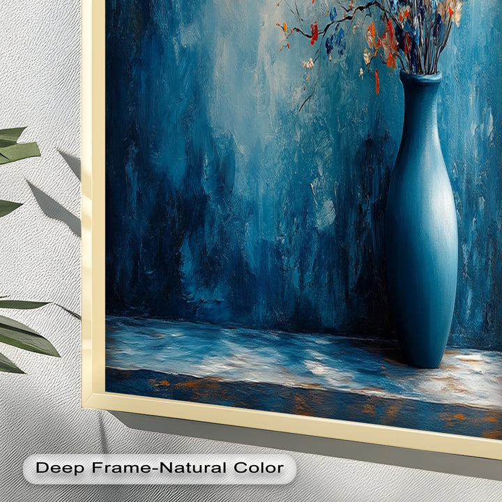 Blue Harmony Vase – Contemporary Floral Arrangement Flower Oil Painting