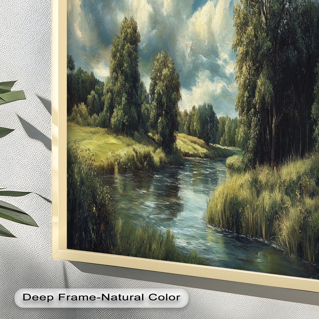 River Landscape Painting – Framed Oil Painting