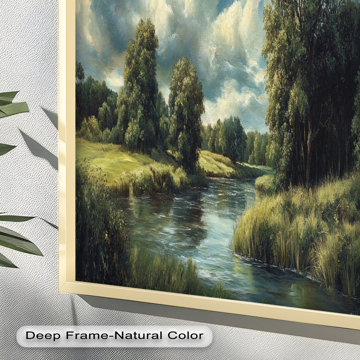 River Landscape Painting – Framed Oil Painting