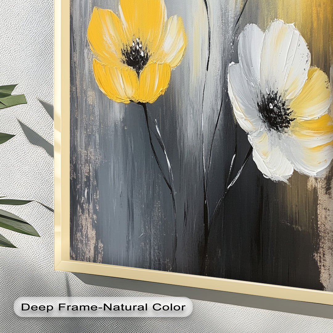 Golden Harmony – Yellow and White Floral Oil Painting