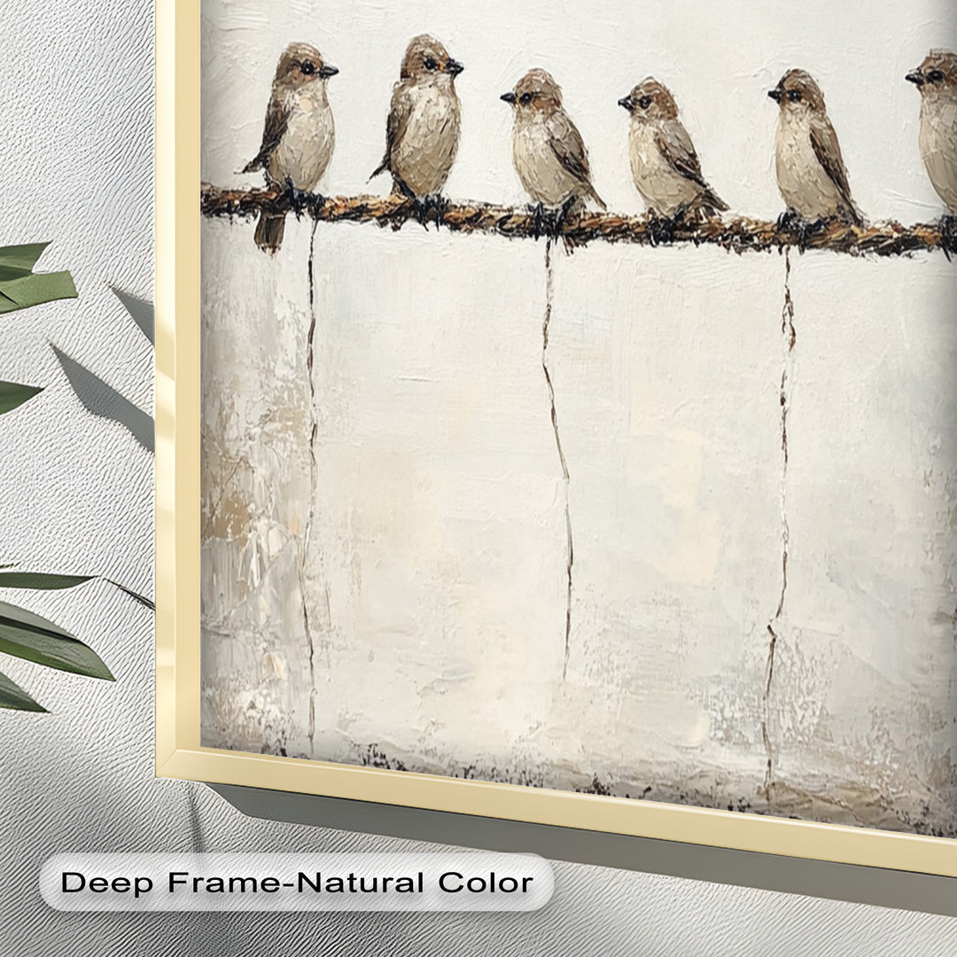 Six Birds in Stillness – Animal Oil Painting