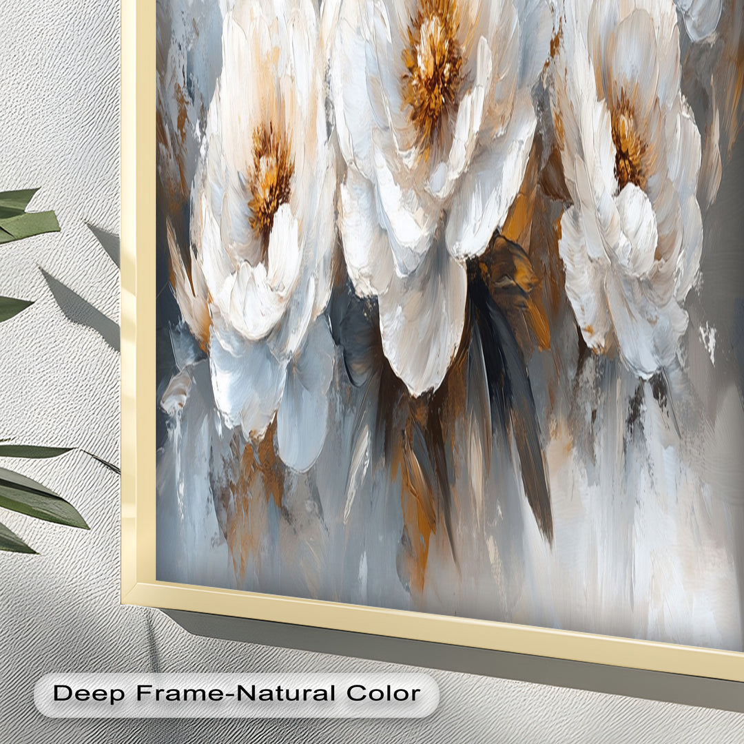 Ivory Garden Symphony – White Peony Bouquet Flower Oil Painting
