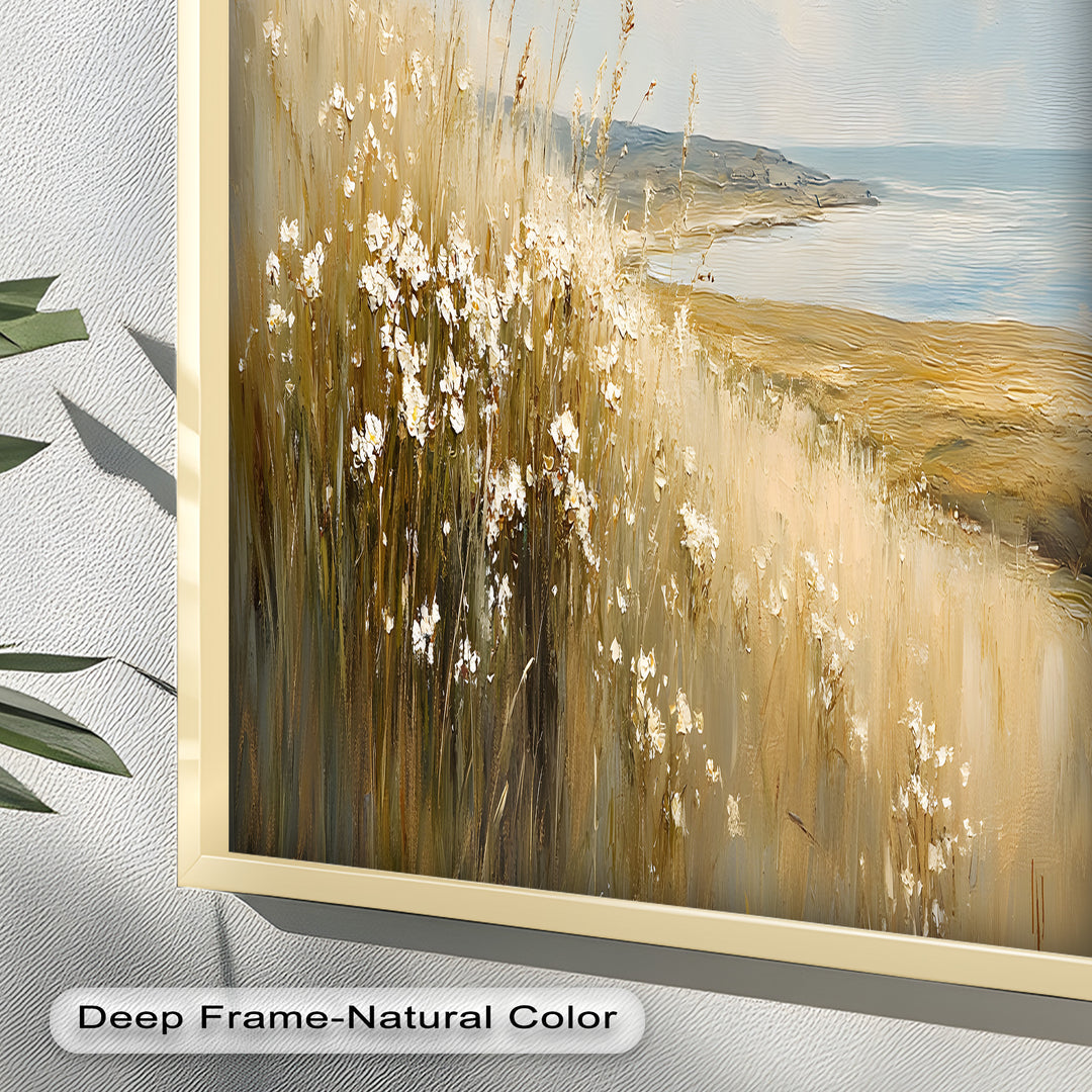 Wildflower Field Landscape – Serene Coastal Oil Painting