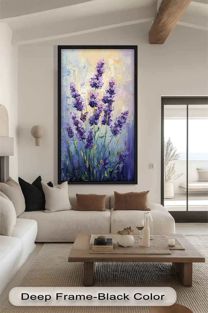 Lavender Blooms in Textured Harmony - Flower Oil Painting