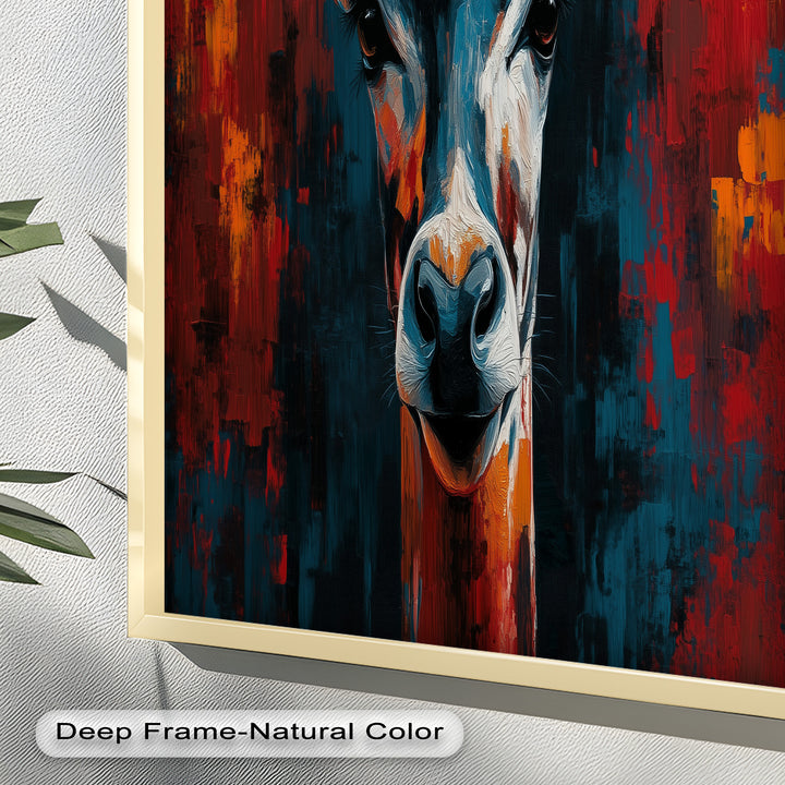 Giraffe Portrait in Abstract Flames – Animal Oil Painting