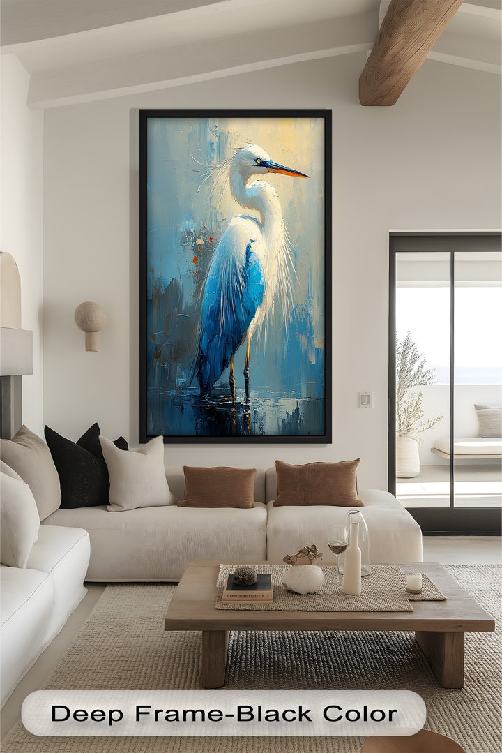 Modern Blue Heron - Animal Oil Painting