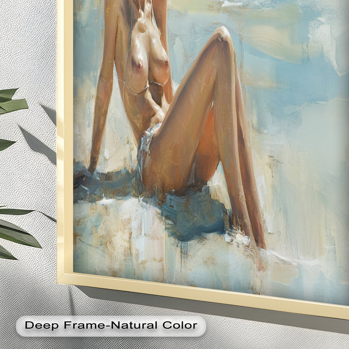 Sun-Kissed Serenity – Beachside Nude Figurative Oil Painting