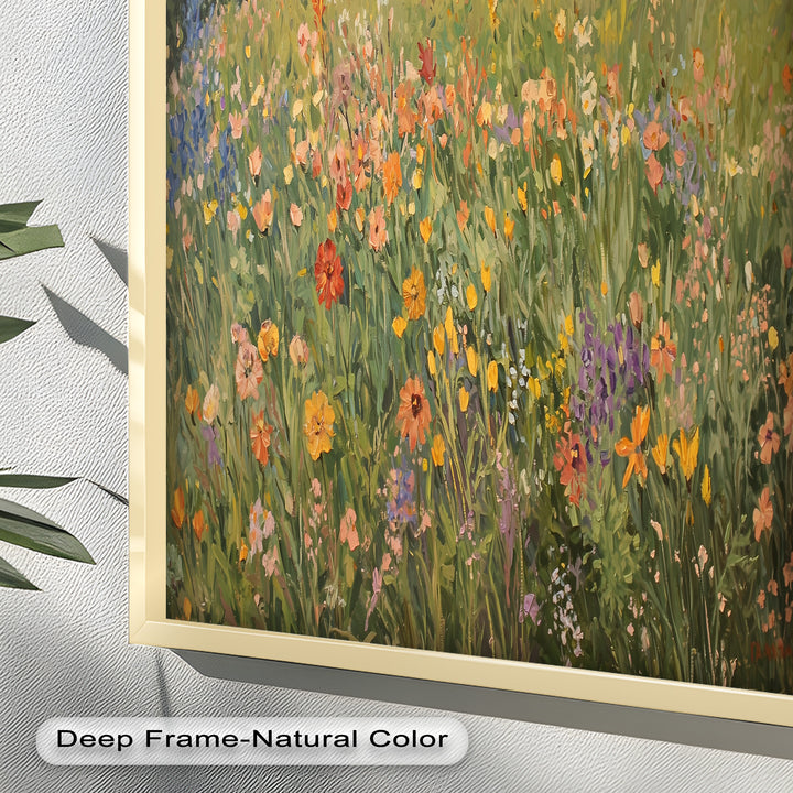 Wildflower Field Impressionist – Framed Landscape Oil Painting
