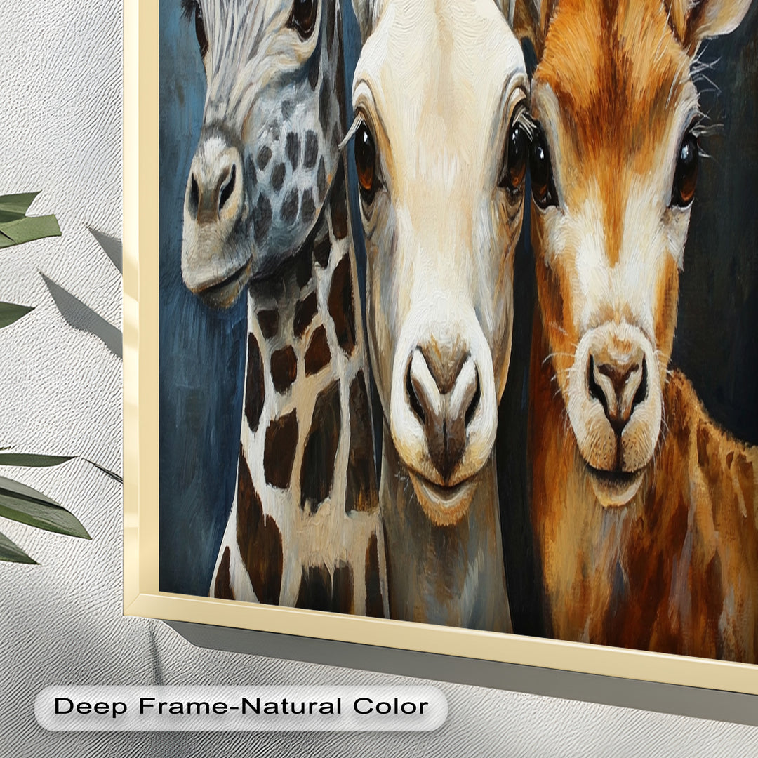 Trio of Giraffes – Animal Oil Painting