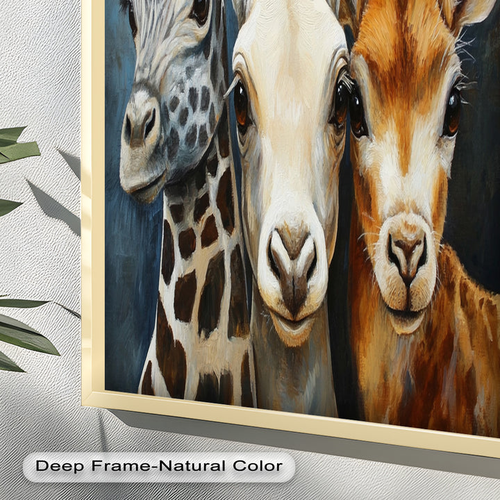 Trio of Giraffes – Animal Oil Painting
