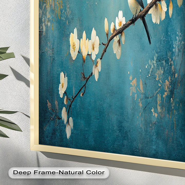 Bluebird and Blossoms Wall Art – Floral Oil Painting