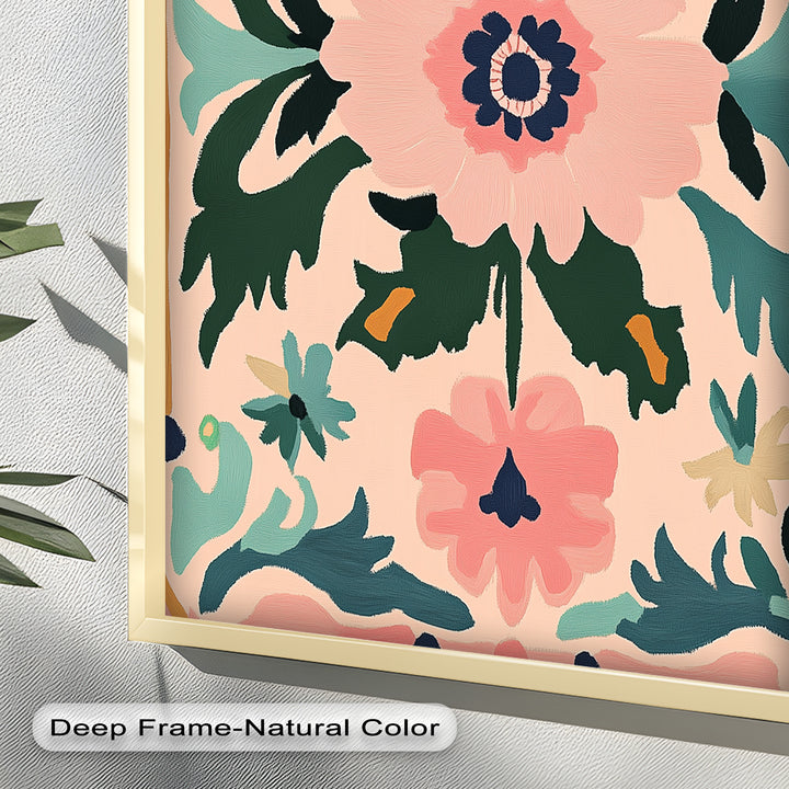 Folk Bloom – Symmetrisches Boho-Blumenölgemälde