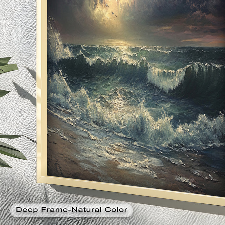 Ocean Sunset Wall Art - Storm Seascape Oil Painting