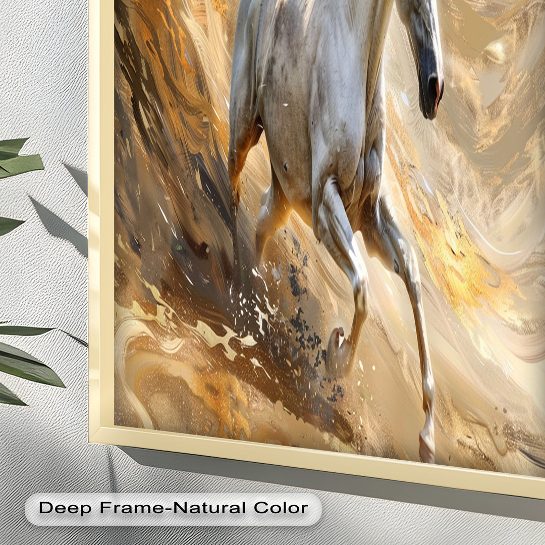 Majestic White Horse – Dynamic Equine Oil Painting