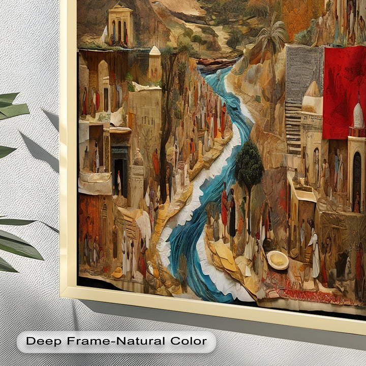 River of Time – Ancient Civilization Collage Picasso Oil Painting