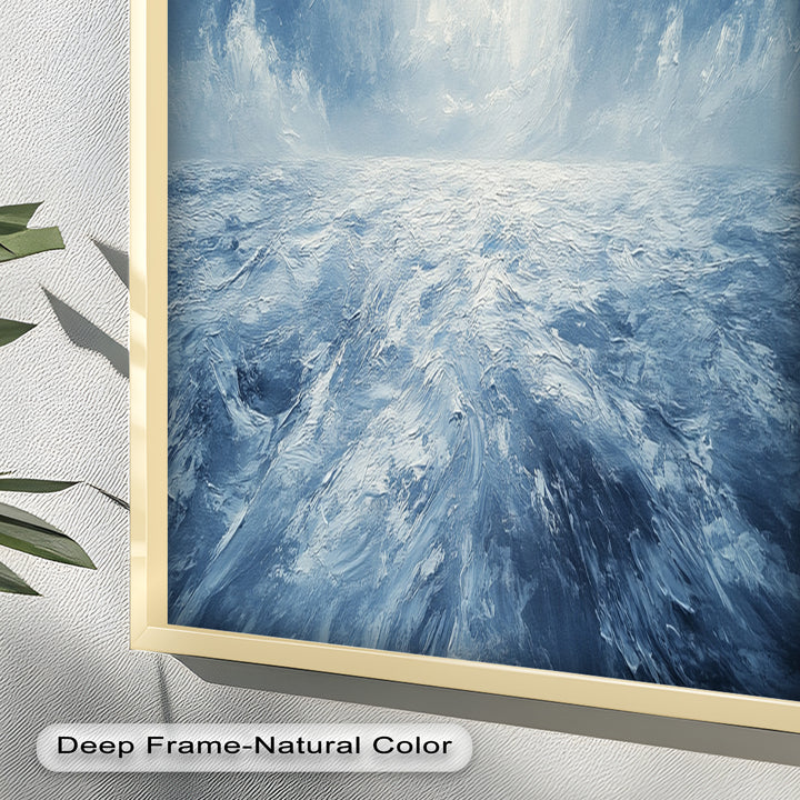 Blue Coastal Wall Art - Abstract Ocean Seascape Oil Painting