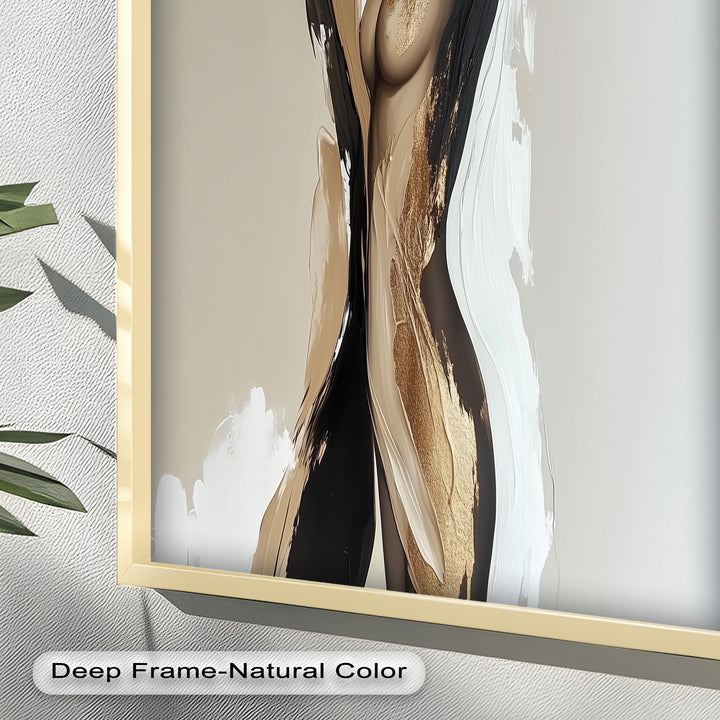 Golden Silence – Abstract Female Figure Oil Painting