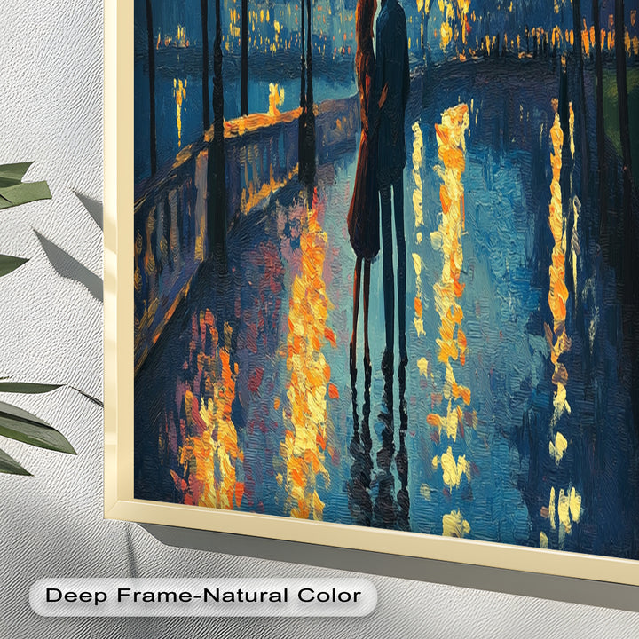 Moonlit Reflections – Eiffel Tower Romance Love Oil Painting