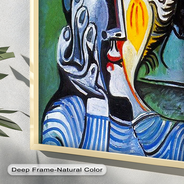 Striped Elegance – Picasso Cubist Portrait Oil Painting