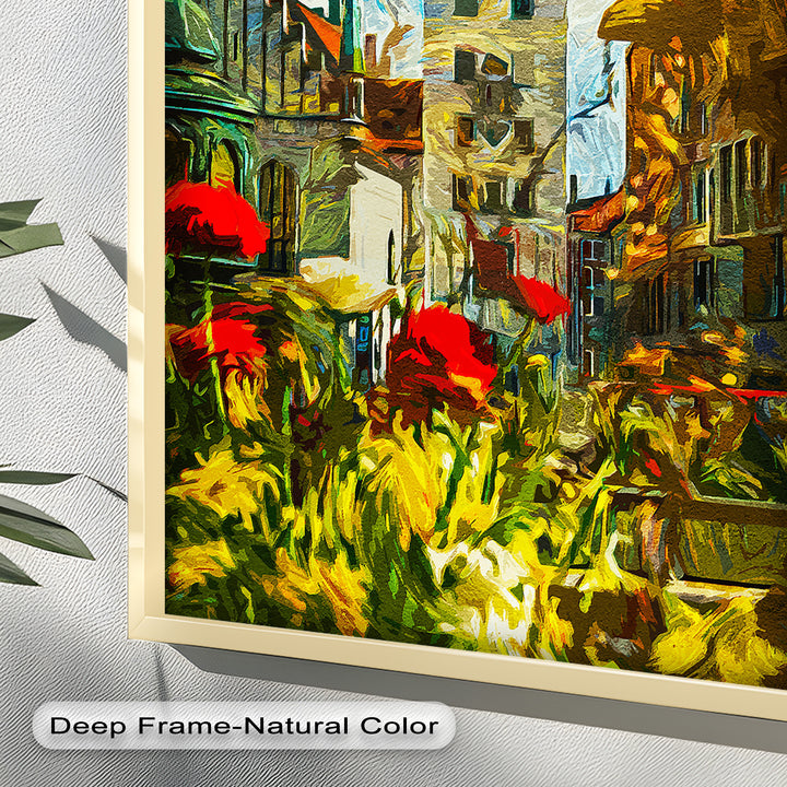Sunlit Cathedral Square – Vibrant European Cityscape Picasso Oil Painting