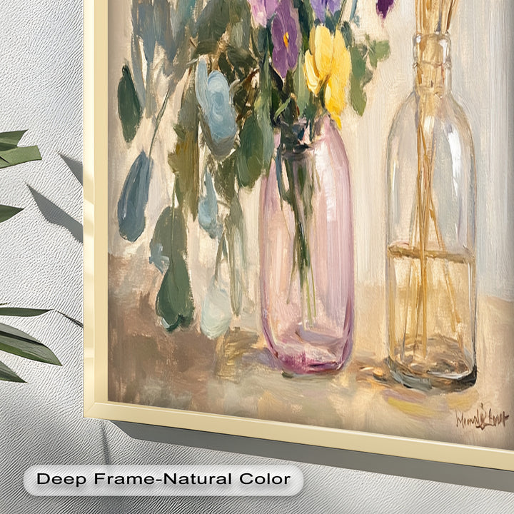 Purple & Yellow Flowers – Botanical Oil Painting