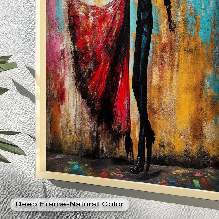 Whirl of Passion – Dancing Lovers in Red Love Oil Painting