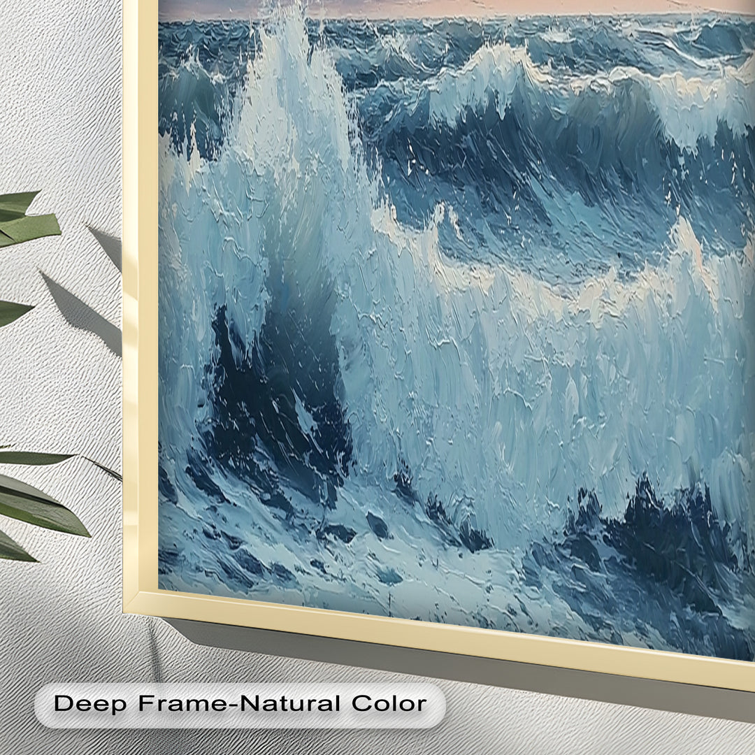 Coastal Wave Art - Seagulls Seascape Oil Painting