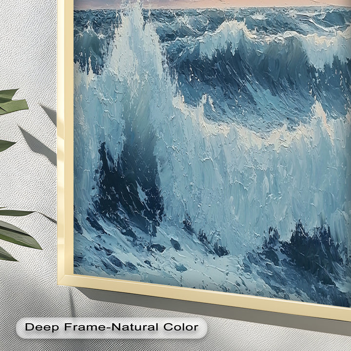 Coastal Wave Art - Seagulls Seascape Oil Painting