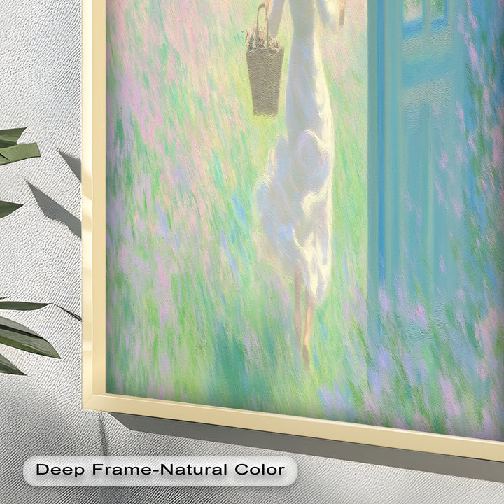 Into the Bloom – Dreamy Woman in Wildflower Field Oil Painting