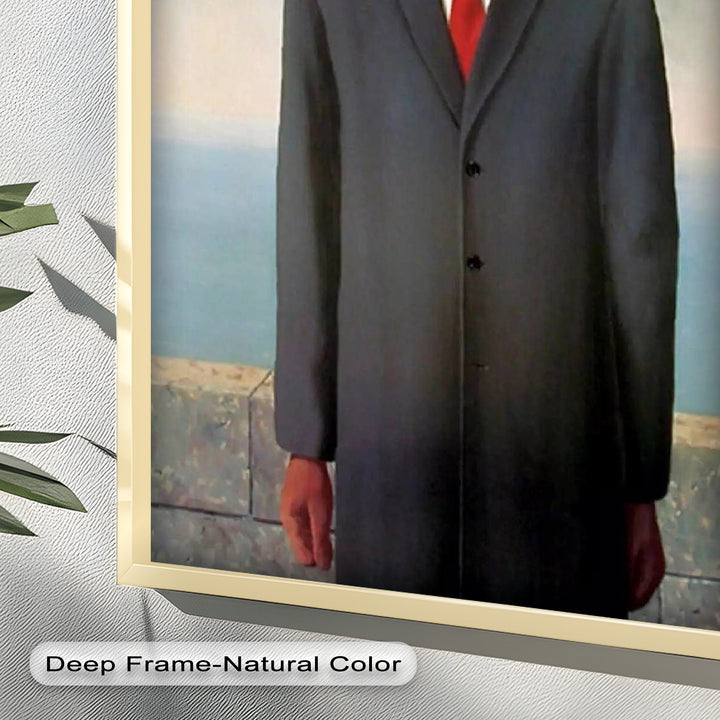 The Hidden Face – Surrealist Gentleman with Green Apple Oil Painting