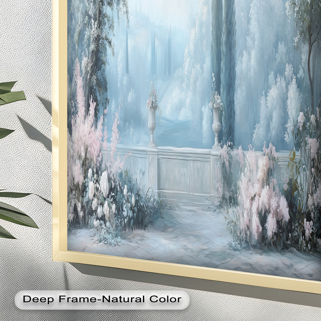 Serene Garden Terrace – Landscape Oil Painting