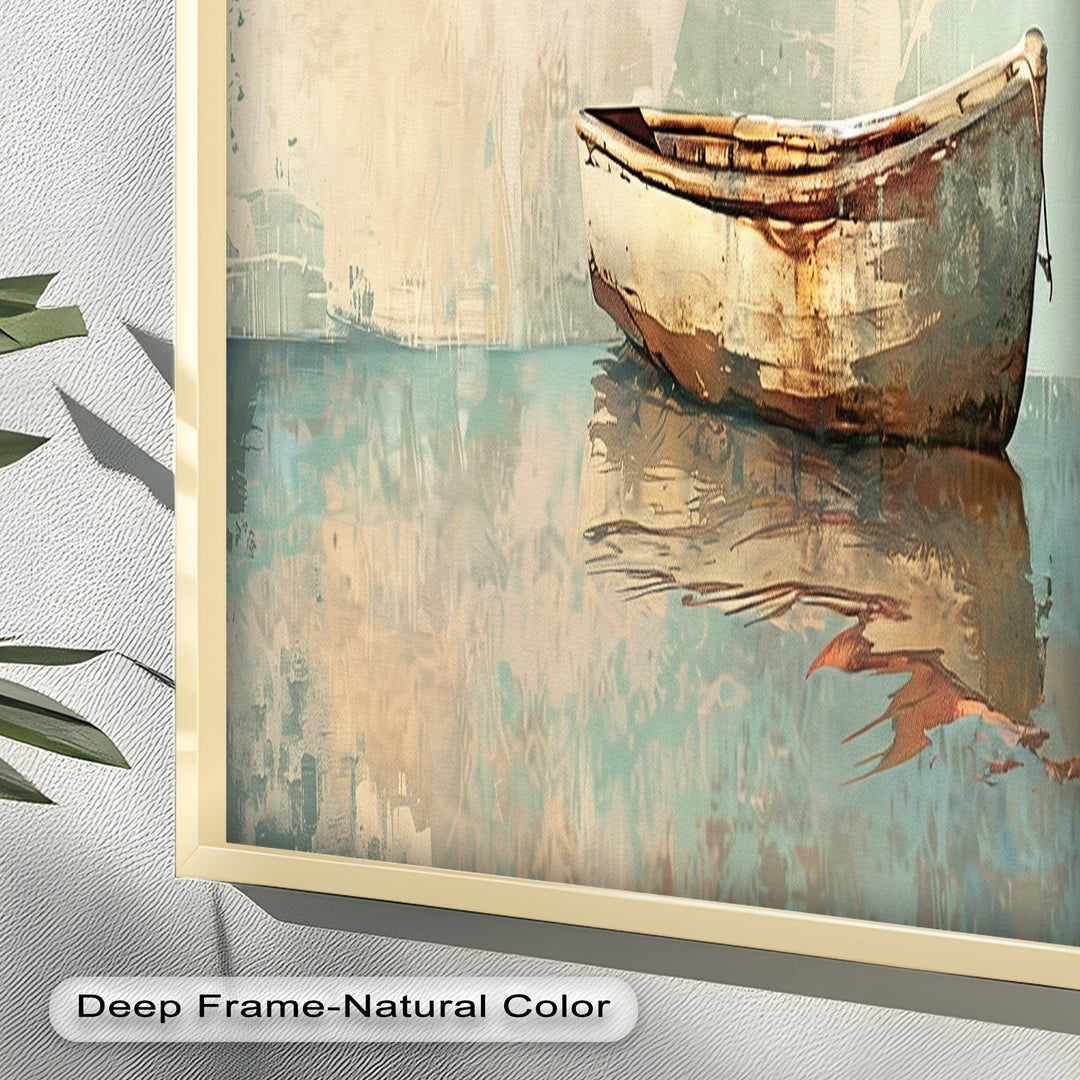 Old Wood Boat – Framed Oil Painting