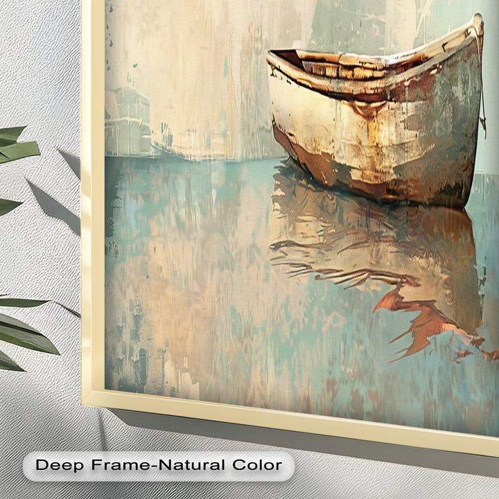 Old Wood Boat – Framed Oil Painting